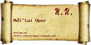 Mátai Upor névjegykártya